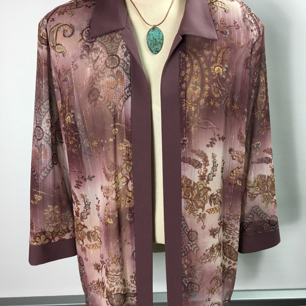 R & M Richards Womens Jacket Size 18 Wine Gold